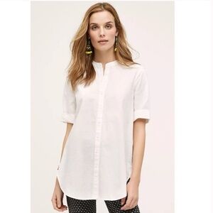 HD in Paris Anthropologie Poplin Short Sleeve Button Down Tunic